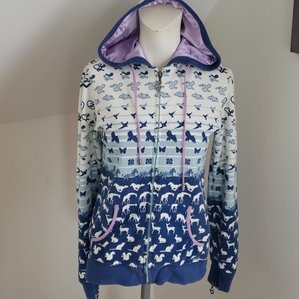 Luxirie Full Zipper Hoodie Juniors In Blues White Lavender, Size S
